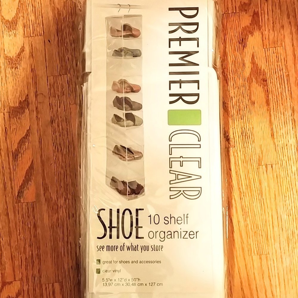 Clear 10-Shelf Hanging Closet Shoe Organizer